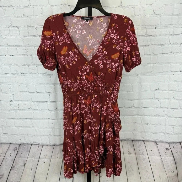 Madewell Ruffle-Wrap Dress in Windowbox Floral Size 2 - Picture 1 of 9